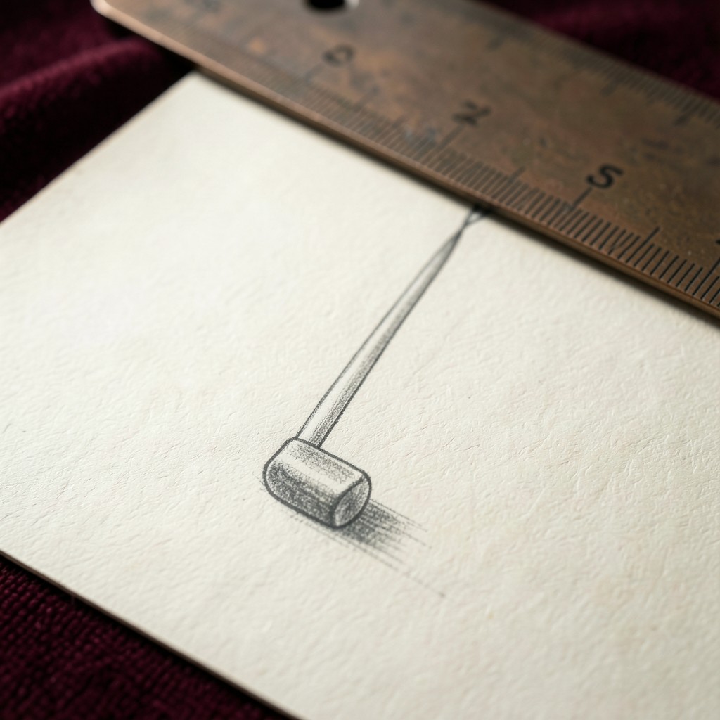 A pencil drawing of a candlestick with a long upper wick and a short body near the low