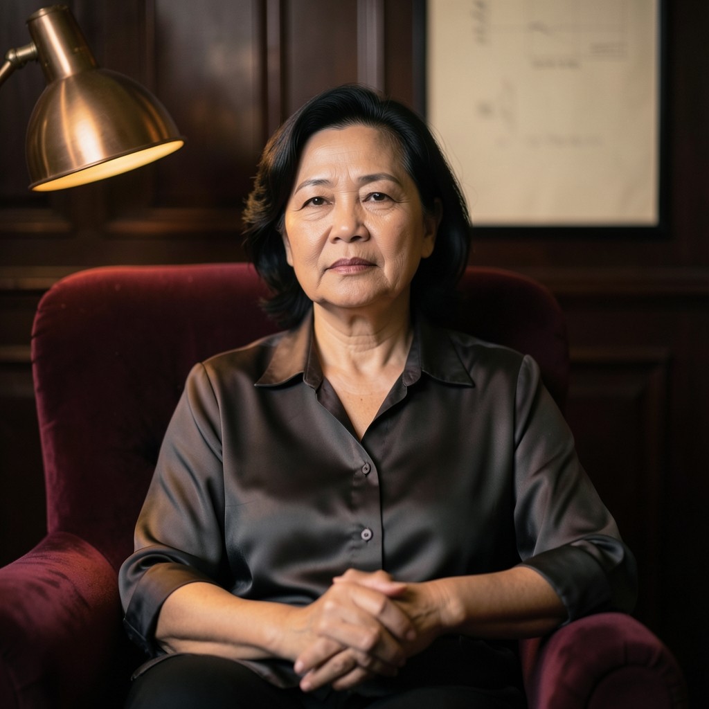 Portrait of Nicha Srisuk, lead instructor, seated in the classroom